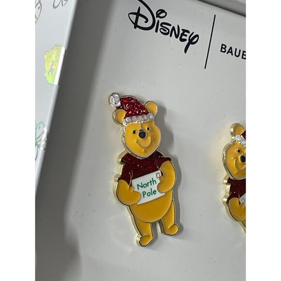 Disney BaubleBar Winnie the Pooh North Pole Moveable Holiday Stud Earrings NEW - Picture 6 of 10